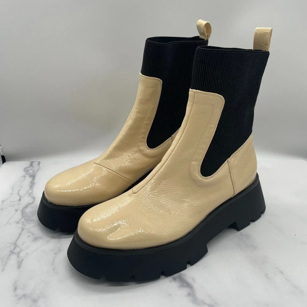 Sam Edelman Boots Womens 10 Chelsea Lug Circus Platform Cream‎ Grunge Minimalist